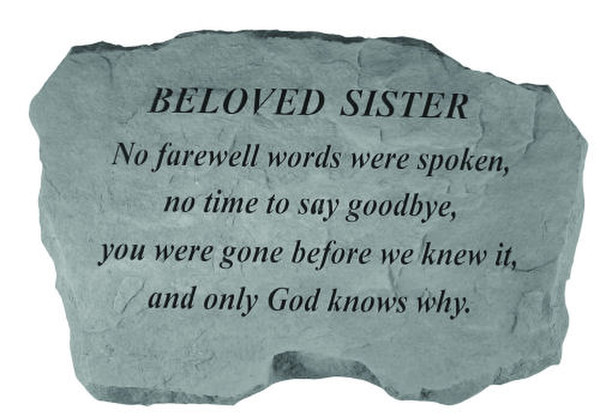 Beloved Sister Memorial Garden Stone No Farewell Words...